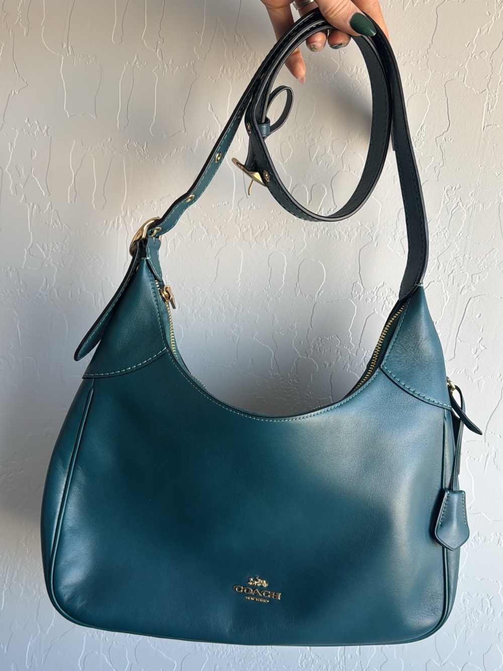 Coach large Ella shoulder bag hobo crossbody CCE48 deep teal blue NWOT